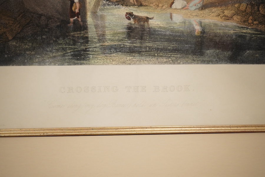 After JMW Turner (1775-1851), two coloured engravings comprising ‘Mercury and Herse’ and ‘Crossing the Brook’, ornate gilt framed, 54 x 39cm. Condition - good